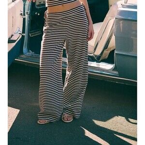 Free People Free-est Sailor Pants Striped Printed Wide Leg Pull-On S NEW 282158
